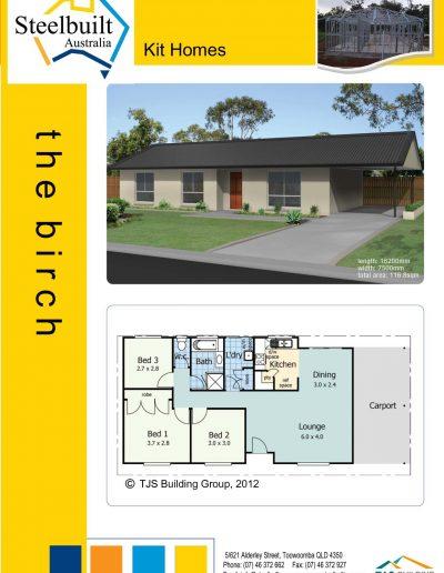 the birch - 3 bedroom kit homes plans qld