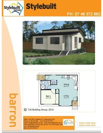 barron - 1 bedroom transportable home plans northern nsw western qld